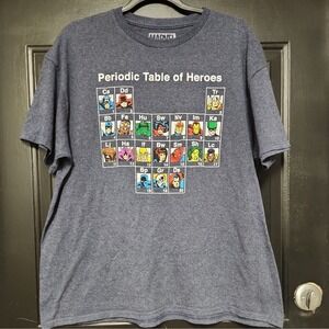 Marvel T-shirt Periodic Table Heroes XL Tee Thor Daredevil Hulk Karnak Hawkeye